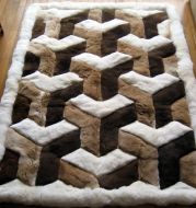 Baby Alpaca Fur Rug with Geometric Design. Handmade  in Peru. AR0161