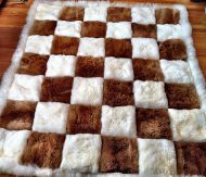 Baby Alpaca Fur Rug, Chess Board Design. Handmade in Peru. AR0179