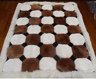 Baby Alpaca Fur Rug. Octogon Design. Handmade in Peru. AR0556