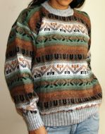 Alpaca Crew Neck Sweater  Inca Pattern - SW078 (Made in Peru)